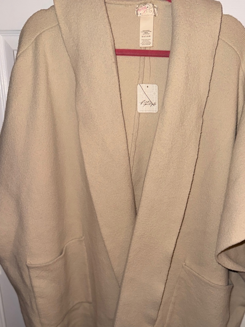 Free People "All I Need" cozy hooded duster in cream | NWT | OS - Picture 5 of 8